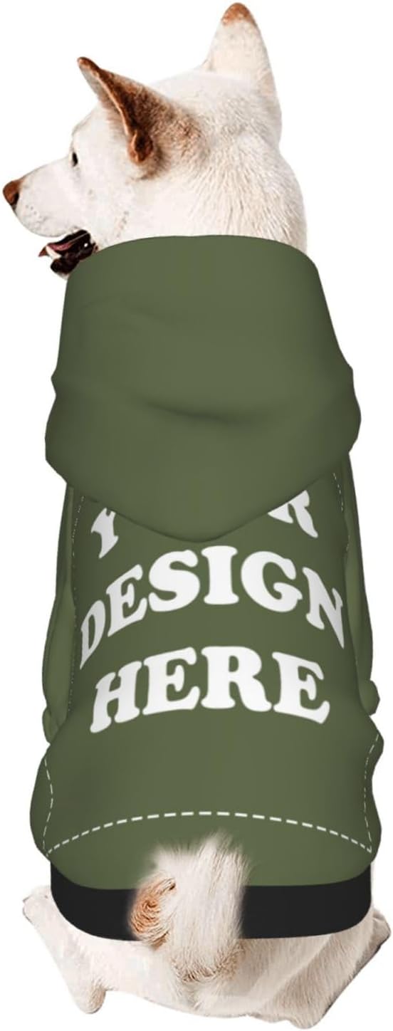 Personalized Dog Hoodie, Custom Dog Costumes for Small Dogs, Holiday Happy Dog Clothes Football Pet Shirt Sweater with Name Number for Girl/Boy Cats/Kitten, SageGreen, M