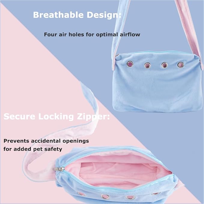 Meow&Woof Sugar Glider Bonding Pouch Small Pet Carrier Bag Sling with Strap Critter Cuddler for Gliders Ferret, Rat, Hedgehog, Hamster Outdoor-Blue