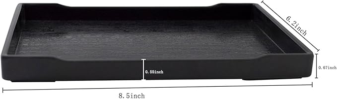 OMEM Reptile Bowl Large Food and Water Dish Enough Space Also Fit for Bath Simulated Wood Grain Surface (M, Black)