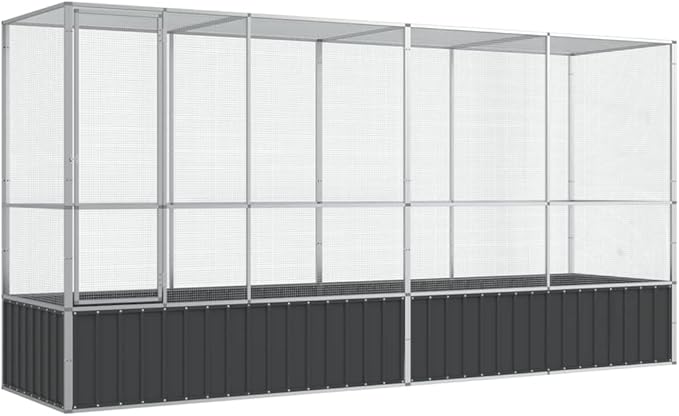 Outdoor Aviary Bird Cage, Galvanized Steel Outside Ample Activity Space Birdcage, 164.8"x42.1"x83.5", -263