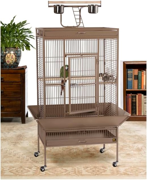 Suburban Sophistication Playtop Bird Home with Spacious Design, Durable Materials, Removable Perches Medium/Coco