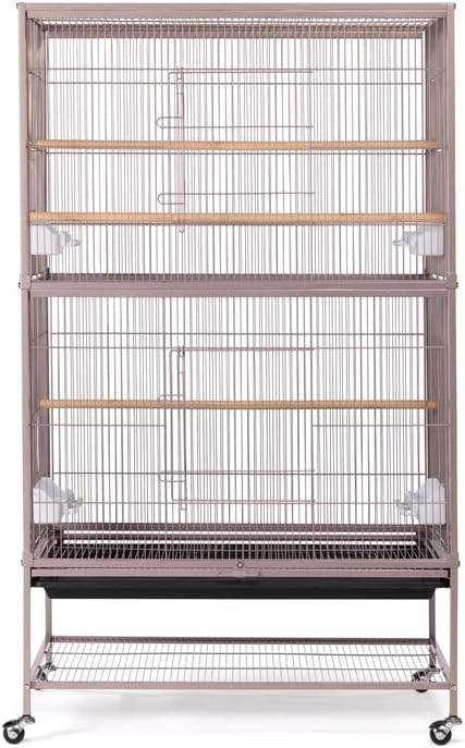 French Fabulous Iron Flight Cage with Elegant Ironwork, Spacious Interior, Durable Construction, and Ample Room for Birds to Fly, Play, Blush/53 H