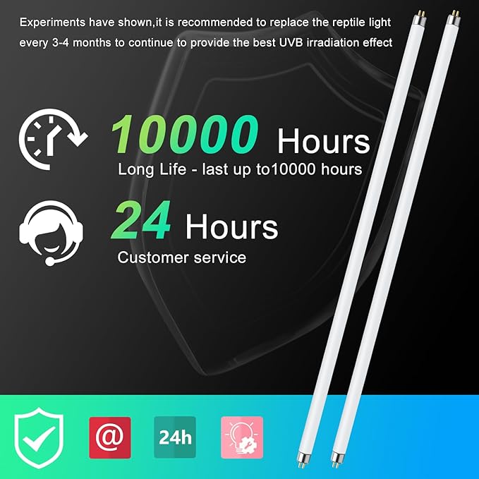 LUCKY HERP 2 Pack T5 UVB 5.0 Reptile Light 39W, UVA UVB Fluorescent Lamp Tube, UVB Lighting Bulb for Turtles, Chameleon, Tortoises, Lizard