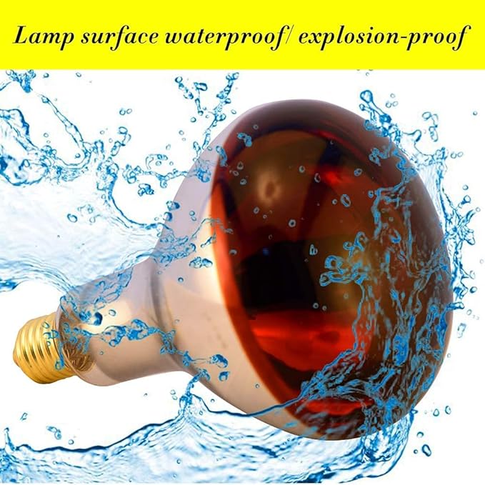 Heat Lamp Bulb R40 250 Watt 2 Pack Painted Red Infrared Glass Lamp Bulb for Food Service, Brooder Bulb, Chicks, Pet, Bathroom.
