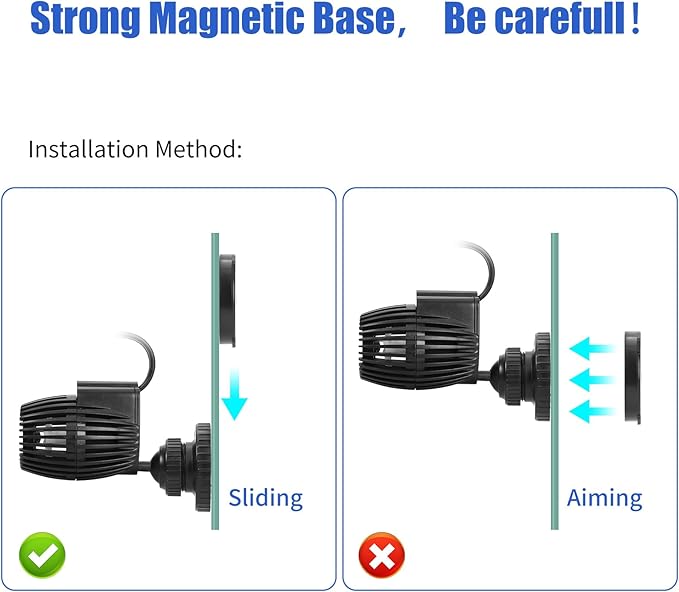 AQUANEAT Aquarium Wavemaker Circulation Pump, 800GPH Fish Tank Powerhead, Submersible Water Pump, Magnetic Base
