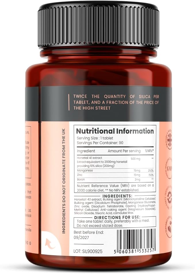 Double Strength Silica Complex – 18 Month Supply! (2000mg Horsetail Extract x 540 Tablets(6 Bottles of 90))