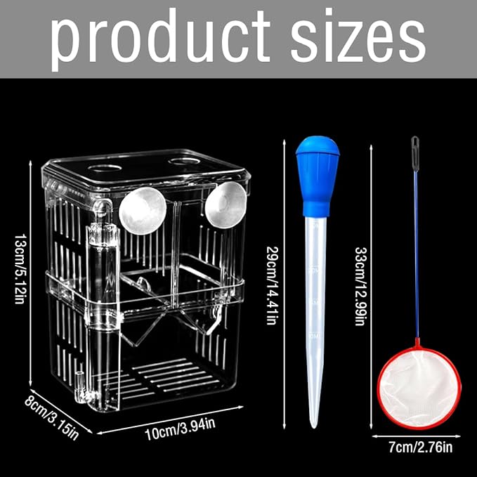 Double Room Breeder Box for Fish Tank, Fish Tank Breeding Box with 1 Toilet and 1 Mesh Bag, PC Transparent Aquarium More Convenient for You to Watch Ornamental Fish and Shrimps(Small)