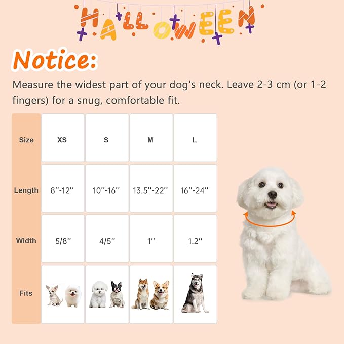 Halloween Dog Collars, Fall Dog Collar for Dogs, Fun Multi-Color Pumpkin Dog Collars for Large Dogs, Adjustable Cotton Large Dog Collar Puppy Collar for Halloween & Thanksgiving