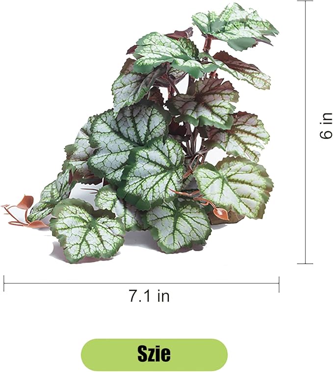 Woyrise Reptile Artificial Plants for Terrarium Decor, Amphibian Habitat Hideout Bearded Dragon Tank Decorations fit Crested Gecko Leopard Lizard Chameleon Ball Python Snake Frog - Saxifrage