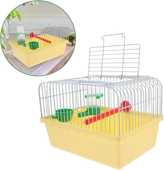 VANZACK Cage, Portable Bird Travel Cage with Food and Water Box - Pet Cage Carrier Easy Travel for Small Birds Like Parakeets and Cockatiels