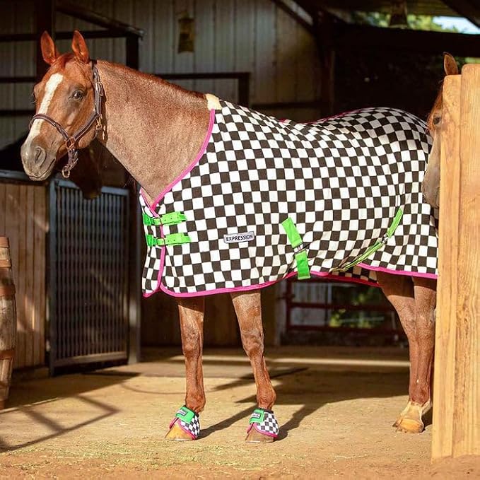 Jeffers Expression Fleece Cooler for Horses, Standard Neck, Skater Cowgirl 66"- Equine Towel Blanket, Moisture Absorbent, Light Weight, Best for Drying, Exercise, Bathing, Adjustable Belly Bands