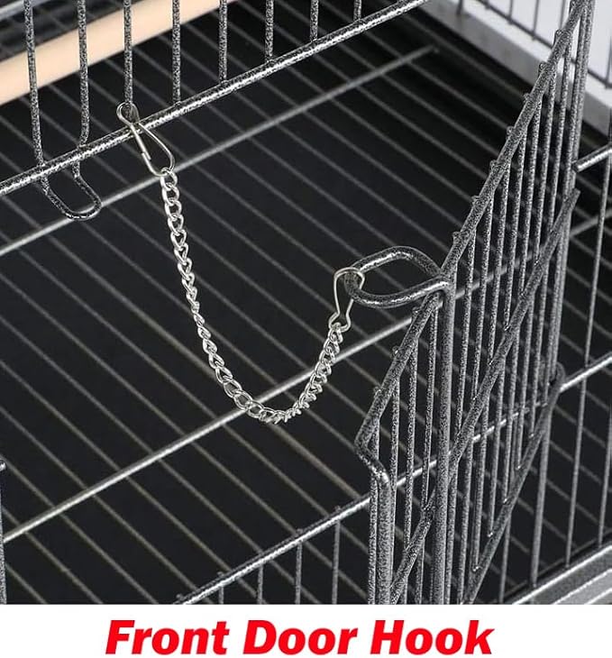 Extra Large Wrought Iron Breeding Flights Canary Parakeet Cockatiel Lovebird Finches Parrot Home Cage Double Large Front Doors 4 Side Doors Bottom Storage Shelf On Lockable Wheels