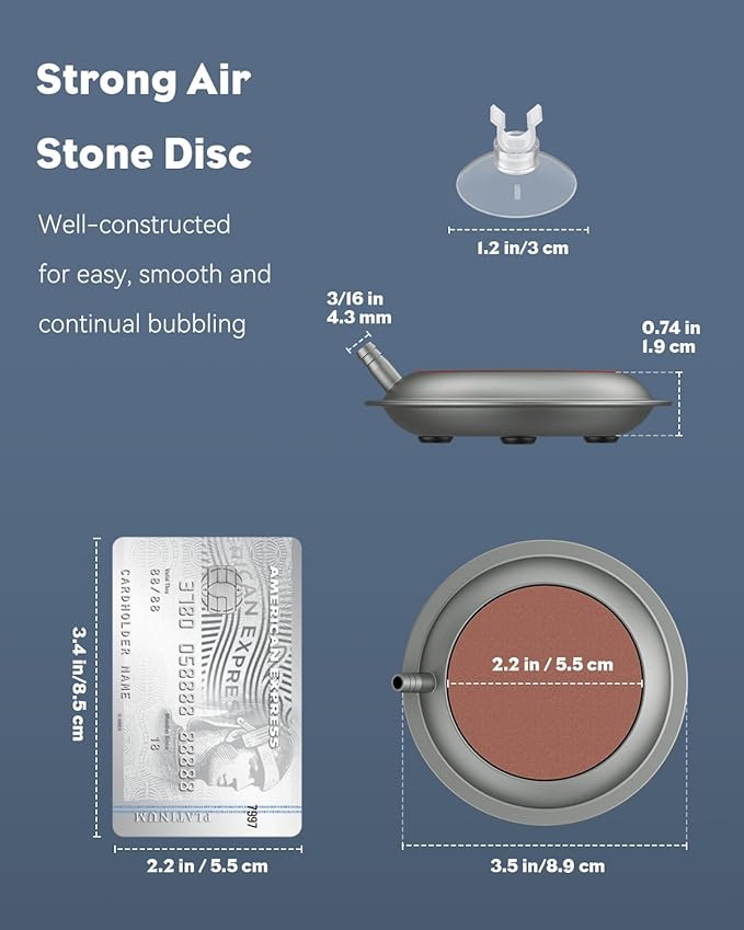 Pawfly 3.5 Inch Air Stone Disc for for Aquariums Fish Tanks & Buckets with Suction Cups, Fish Tank Air Stone Bubbler Diffuser Oxygen (Pump and Tubing Not Included)