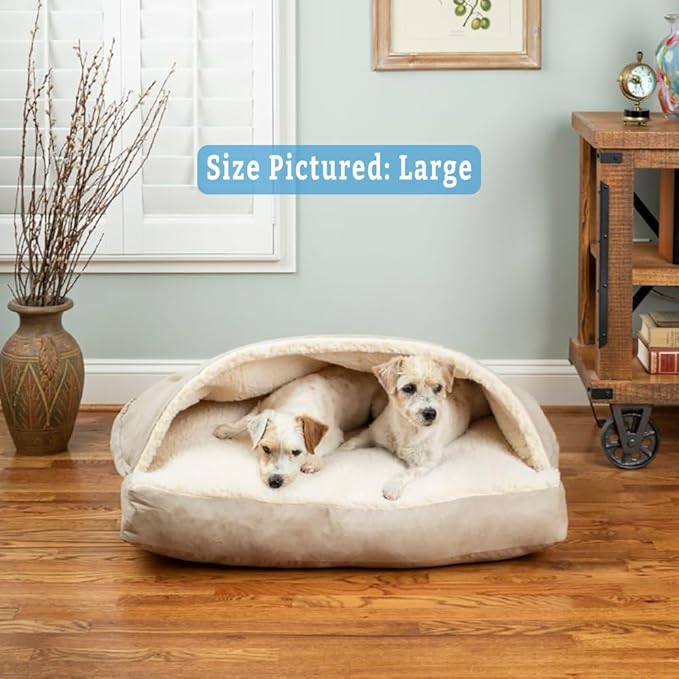 Snoozer Pet Products Luxury Rectangle Cozy Cave Dog Bed with Microsuede, Small, Buckskin