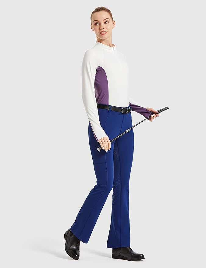 FitsT4 Sports Women's Fleece Lined Bootcut Horse Riding Pants Winter Full Seat Riding Tights with Pockets Equestrian Breeches