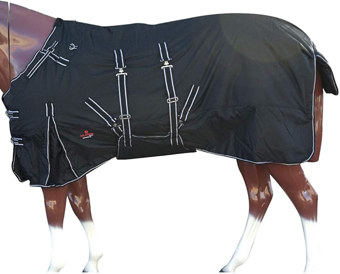 HILASON Black 76 in 1200D Winter Waterproof Poly Horse Turnout Blanket Belly Wrap