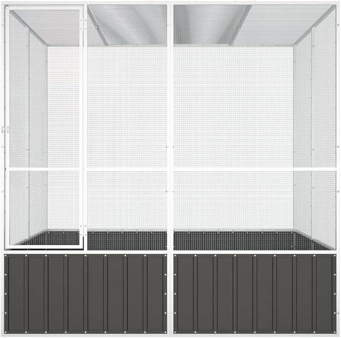 Tidyard Large Bird Cage, Galvanized Steel Anthracite Outdoor Aviary for Budgies, Parrots, Pigeons