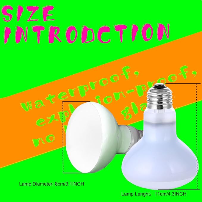 Reptile Heat Lamp Used in Reptiles 75W 100W Heat Lamp Bulbs for Reptiles 2 Pack Amphibians Basking Heat Lamp Bulbs UVA Daylight Basking Light (50Watts)