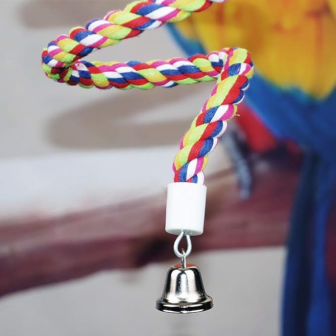 2PCS Rope Bungee Bird Toy,Bird Bungee Climbing Swing, Large and Small Sizes (43 &13.7 Inches)