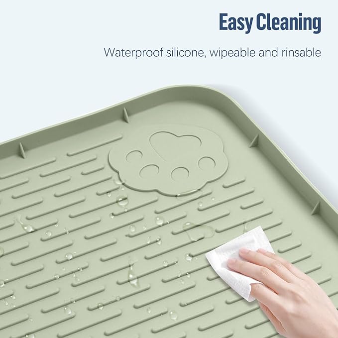 Pee Pad Holder for Dogs, 50" x 35" Silicone Pee Tray Mat Leak-Proof, High Edge, No Spill Pet Pad Holder for Puppy, Cat, Rabbit, Training Pads for Floor Protection, No Pee Pads (Green)