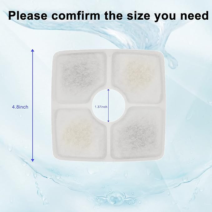 Cat Water Fountain Filters, Cirfifth Cat Fountain Filter Replacement, for Square Cat Water Fountain Inside (12 Pack)