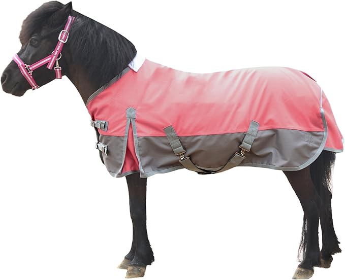 Mini Horse/Pony/Foal/Miniature Size 36"-51" Lightweight Waterproof & Breathable 1200 Denier Turnout Blanket with No Filling Pink 48"