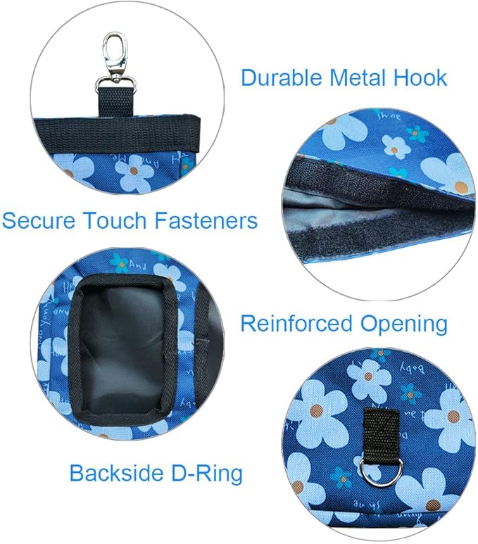 Guinea Pig Hay Feeder, Hanging Rabbit Hay Feeder Bag for Guinea Pigs Bunnies Chinchillas. Blueflower, 2 Count