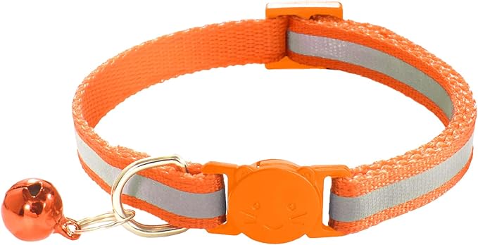 3 Pack Reflective and Breakaway Cat Collars with Bells，Adjustable Kitten Collars from 7.5 to 12.5 Inches, Ideal of Kitten Collar, Suitable for Girls and Boys (Orange)