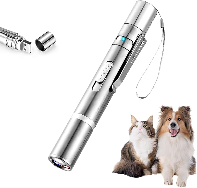 Laser Pointer, Cat Toys for Indoor Cats, Kitten Dog Laser Pen Toy, Red Dot LED Light Pointer Interactive Toys for Indoor Cats Dogs, USB Charging, 5 Switchable Patterns