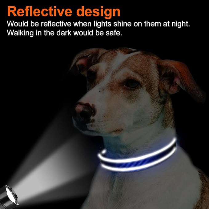 Joytale Reflective Dog Collar, Soft Neoprene Padded, Metal D-Ring, Nylon Pet Collar Adjustable for Small Dogs, Navy Blue, S