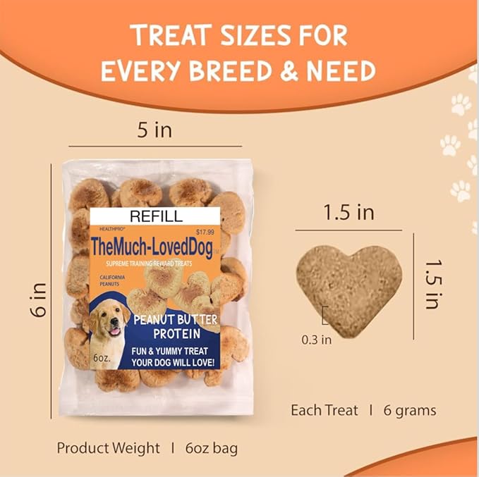 The Much-Loved Dog!™ Peanut Butter Dog Treats – Natural Biscuits for Small Dogs & Large Breeds – Healthy Puppy Treats for small dogs Made in USA, Training Snacks for All Breeds (1 Pack, Peanut Butter)