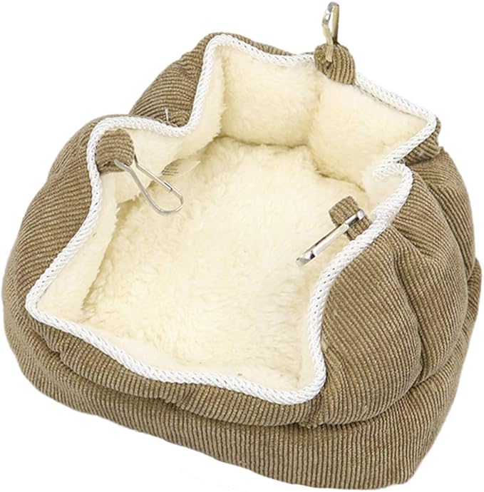 QBLEEV Bird Nest House Winter Warm Bed for Cage Hanging Hammock Soft Plush Snuggle Hut Tent, Parrot Cage Accessories Hideaway Sleeping Bed for Budgie Parakeet Cockatiel Conure Lovebird
