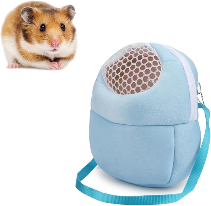 Pet Carrier Backpack for Small Animals, Travel Handbag for Cat, Puppy, Guinea Pig, Hedgehog, Hamster (Blue, S)
