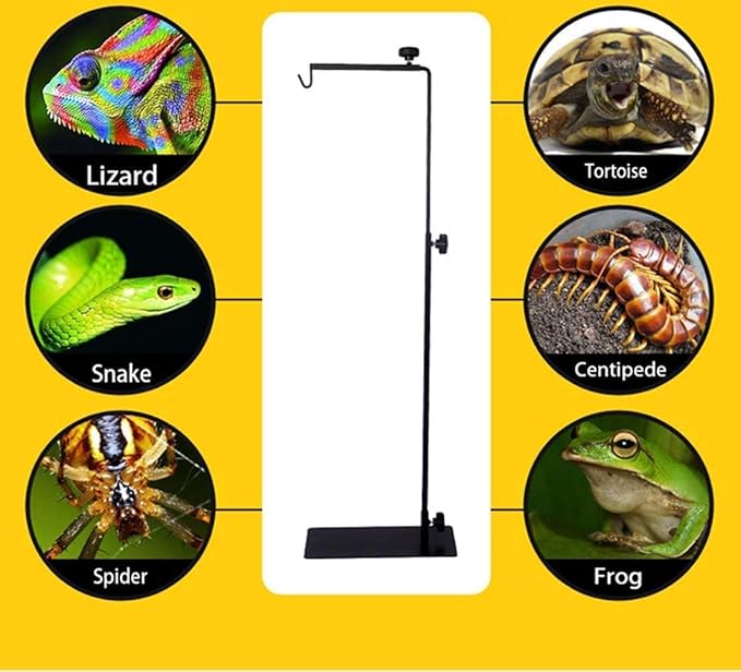 Hamiledyi Adjustable Reptile Lamp Stand 15"-25" Metal Bracket - Heavy-Duty Heat/UVB Light Holder for Reptile Terrariums, Turtle Tanks & Amphibian Habitats
