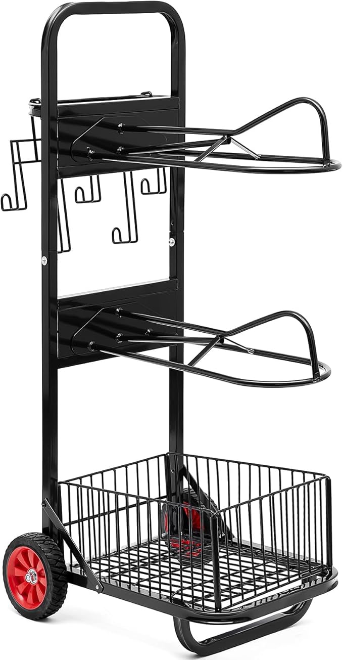 Rolling Saddle Cart with Wheel, Saddle Rack Dolly Heavy Duty Horse Equipment Cart Foldable Horse Tack for Storage Moving Organize Transport Supplies (Upgrade The Shelf)