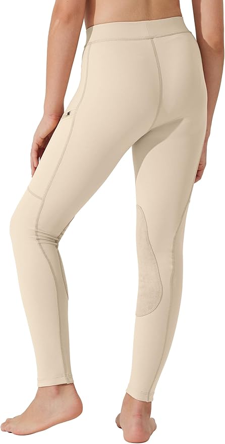 Willit Girls Horse Riding Pants Tights Kids Equestrian Breeches Knee-Patch Youth Schooling Tights Zipper Pockets