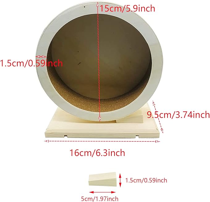 Allazone Hamster Wooden Running Wheel, Wooden Small Pets Exercise Wheel, Running Spinner Wheel Play Toy for Rat Gerbil Mice Chinchillas Hedgehogs Guinea Pigs, S