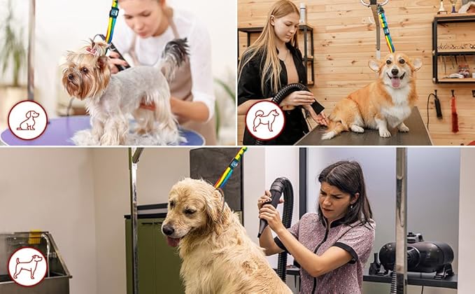 Prestige Elite - Grooming loops for Dogs, Groomers Helper, Grooming Loops for Pet Groomers Adjustable Bio Thane Dog Grooming Loop, Belly Strap, Grooming Noose, Waterproof Extension Strap & Suction Cup