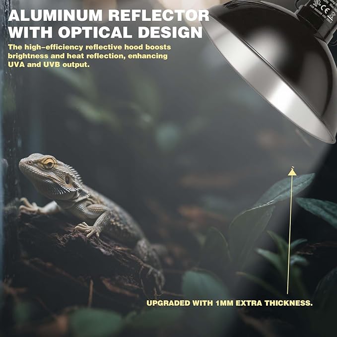 8.5-inch Standard lamp Dome for Reptile Heating Lamps, Object Heat Ceramic Heat emitters, up to 200W for Bearded Dragons Turtles Snakes and Lizards Lamps E26
