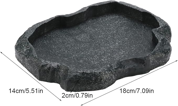 Ejoyous Reptile Rock Food Dish Water Bowl, Resin Terrarium Feeder Feeding Bowl for Tortoise Lizard Amphibian Hermit Turtles (M)