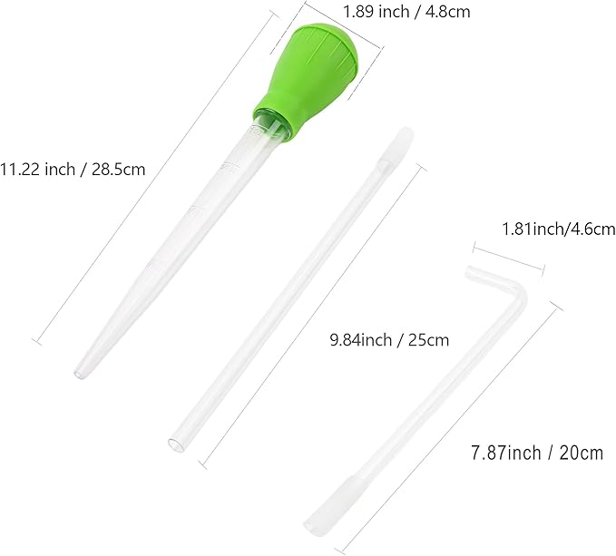 2 Set Manual Fish Tank Cleaning Tools with Extension Pipe and L Shaped Extension Pipe,30ml Aquarium Water Changer,28.9 Inches Siphon Dropper for Fish Bowl Waste Remover,Coral Feeder(Green)