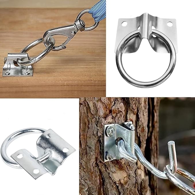 4PCS Cross Tie Ring for Horse, Zinc Plated Wall Mount Horse Tie Ring 2 inch Tie Ring Plate, with Screws