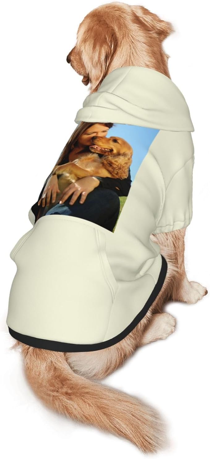 Custom Dog Hoodie Add Your Design Soft & Warm Personalized Photo Text Logo Name Dog Clothes for Puppy Sweatshirt Hooded for Small Medium Large Dogs Girl/Boy Cats LightYellow
