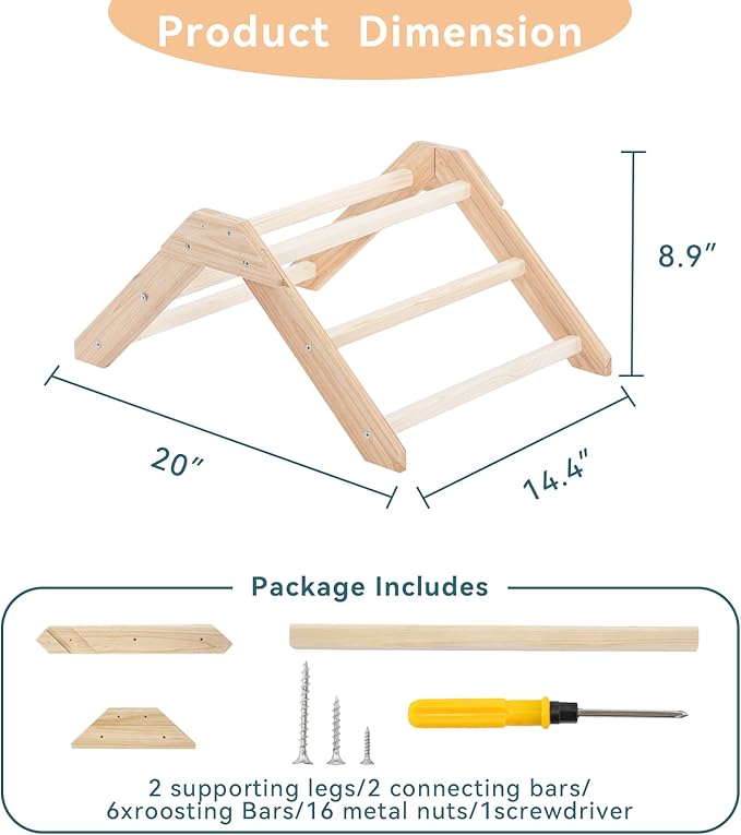 PETSFIT Chick Perch Prevent Rotation Design, Strong Wooden Chicken Roosting Bar, Easy to Assemble and Clean, Fun Toys for Chick Indoor/Outdoor Use