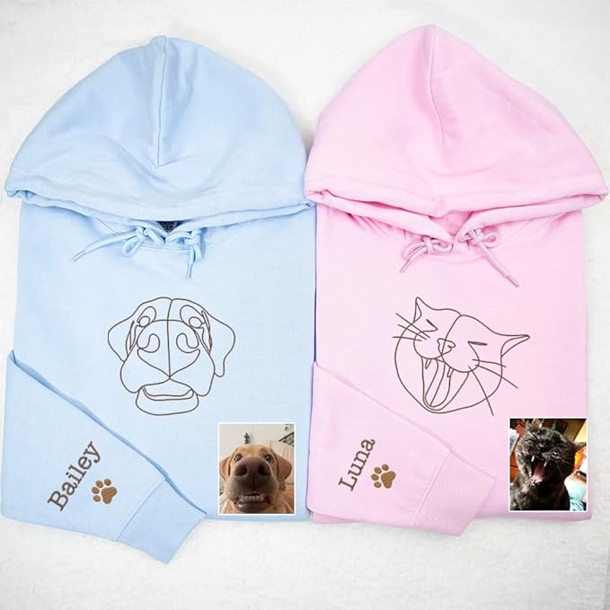 Personalized Embroidered Dog Hoodie, Personalised One-Line Dog Shirt, Unisex Embroidered Dog Hoodie, Dog Lovers Gifts