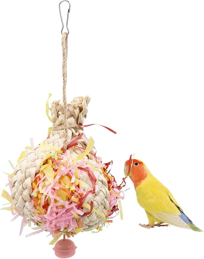 Oooct Colorful Bird Chewing Toy, Parrot Shredder & Beak Grinding Toy with Bells, Bird Cage Accessories for Cockatiels, Parakeet, Parrot, Budgies, Rat, Hamster, Chinchilla & African Grey