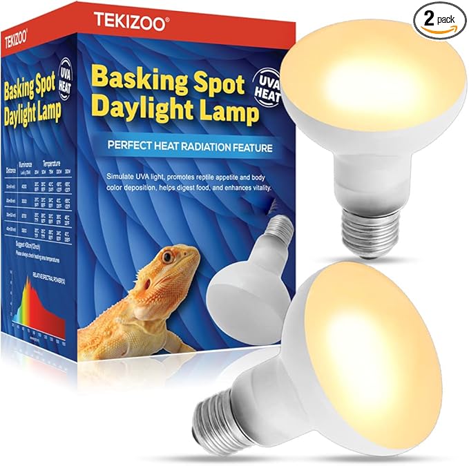 Heat Lamp Bulbs Reptile Basking Light Spot Daylight for Bearded Dragon,Lizard,Tortoise,Amphibian 50W (2 Pack)