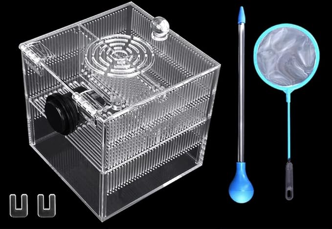 Magnetic Fish Breeder Box for Isolation Boxes (4.71 Inch with 2 Divider（Sealed Bottom Version）)