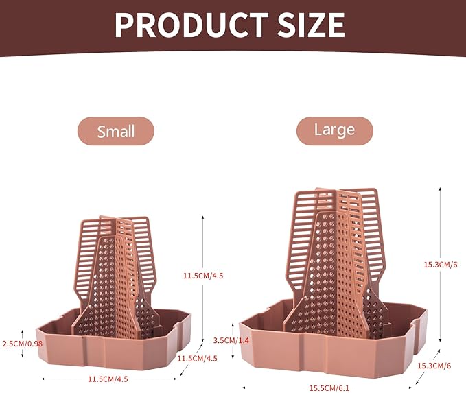 Reptile Feeder Bowls with Climbing Ladder for Chameleon,Bearded Dragon,Guardians Hunting Bugs Keep Training Terrarium Bowls for Lizards,Frogs,Geckos Other Small Pets,Brown (Small)