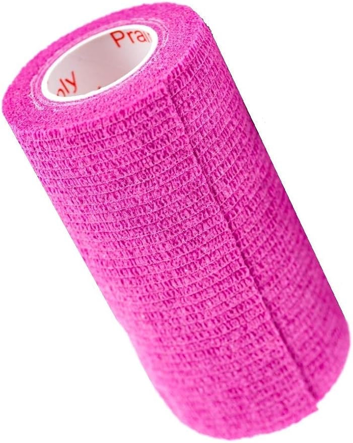 3 Inch Vet Wrap Tape Bulk (Fuchsia) (Pack of 6) Self Adhesive Adherent Adhering Flex Bandage Grip Roll for Dog Cat Pet Horse
